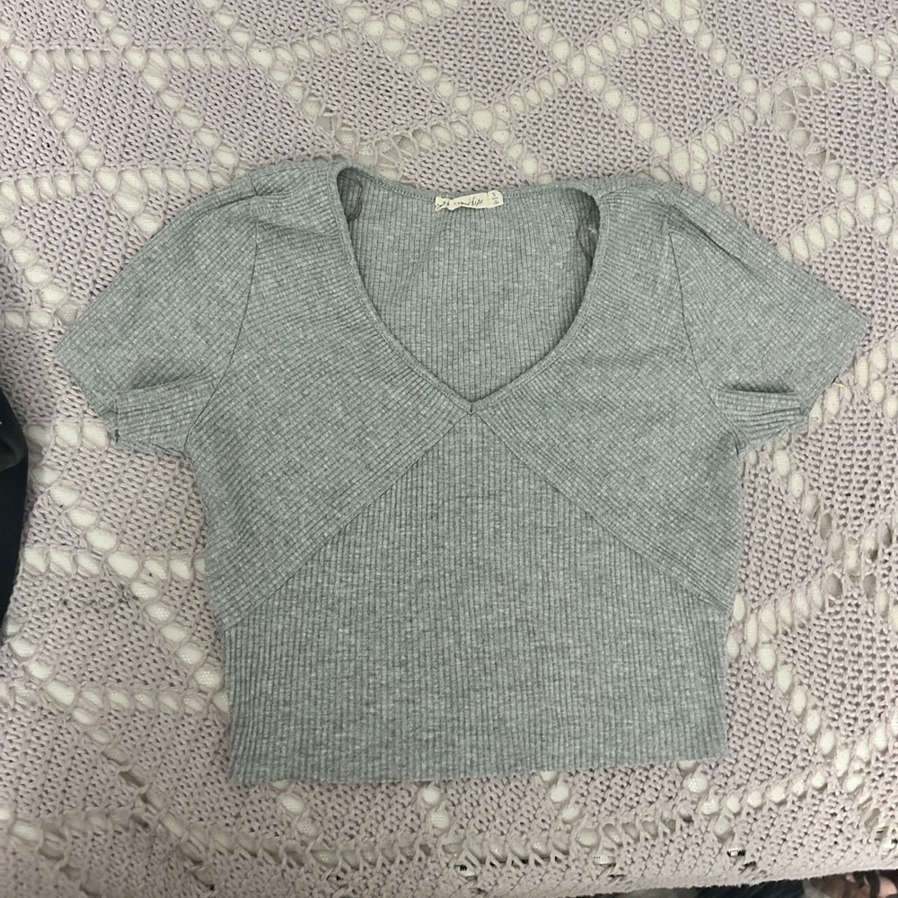 • gray crop top